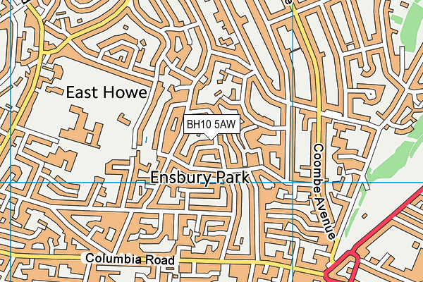 BH10 5AW map - OS VectorMap District (Ordnance Survey)