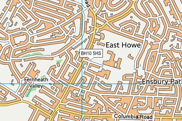 The Bourne Academy map (BH10 5HS) - OS VectorMap District (Ordnance Survey)