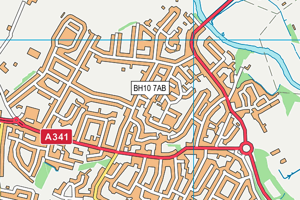BH10 7AB map - OS VectorMap District (Ordnance Survey)