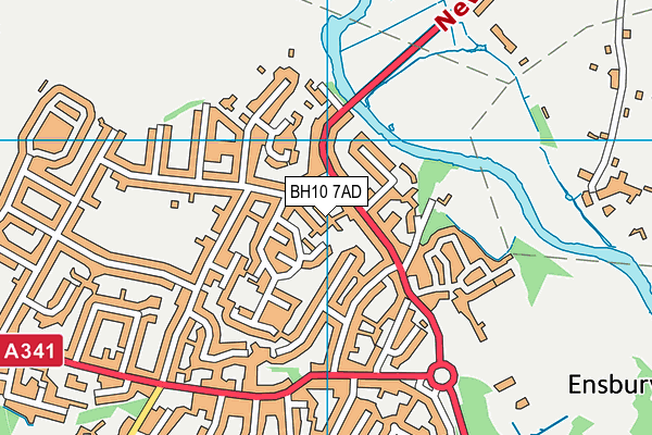 BH10 7AD map - OS VectorMap District (Ordnance Survey)