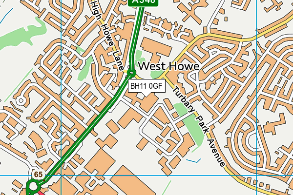 BH11 0GF map - OS VectorMap District (Ordnance Survey)