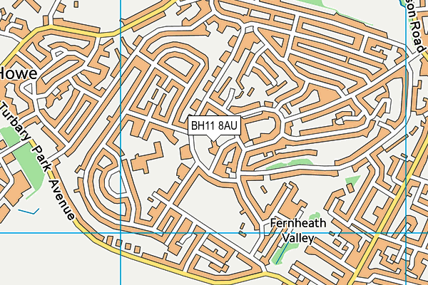 BH11 8AU map - OS VectorMap District (Ordnance Survey)
