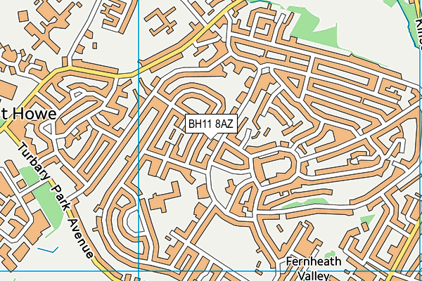 BH11 8AZ map - OS VectorMap District (Ordnance Survey)