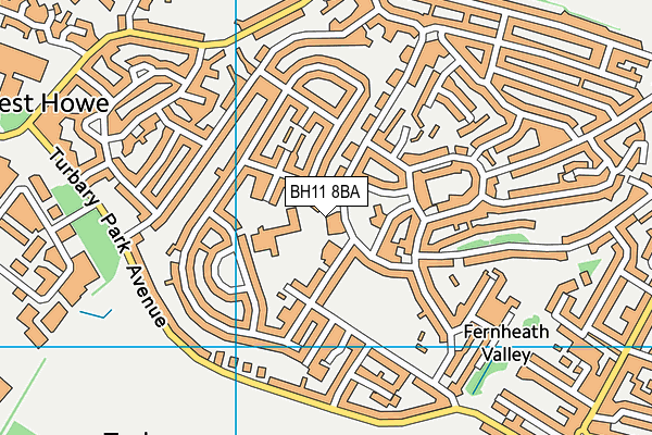 BH11 8BA map - OS VectorMap District (Ordnance Survey)