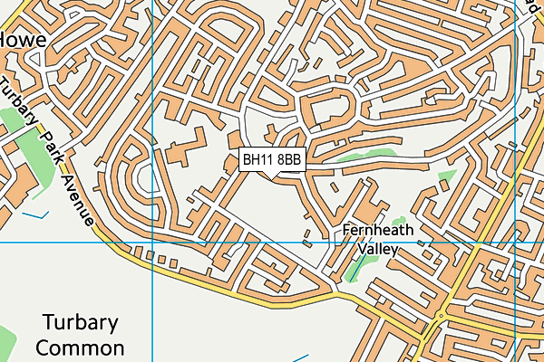 BH11 8BB map - OS VectorMap District (Ordnance Survey)