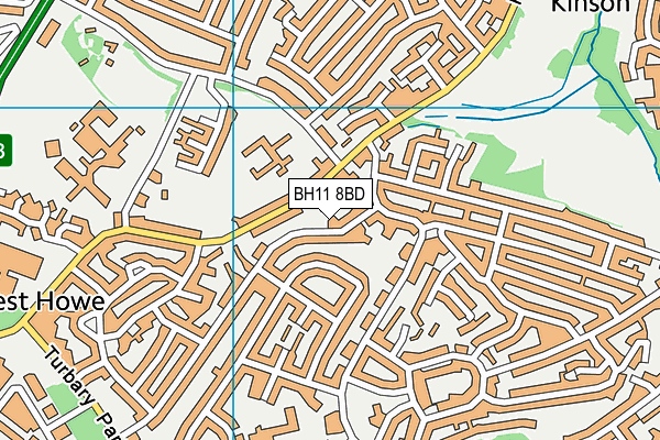 BH11 8BD map - OS VectorMap District (Ordnance Survey)