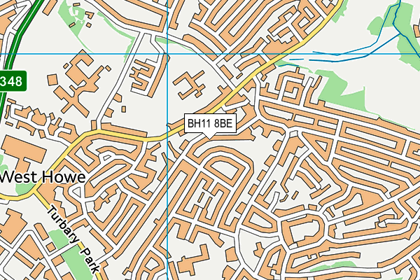 BH11 8BE map - OS VectorMap District (Ordnance Survey)