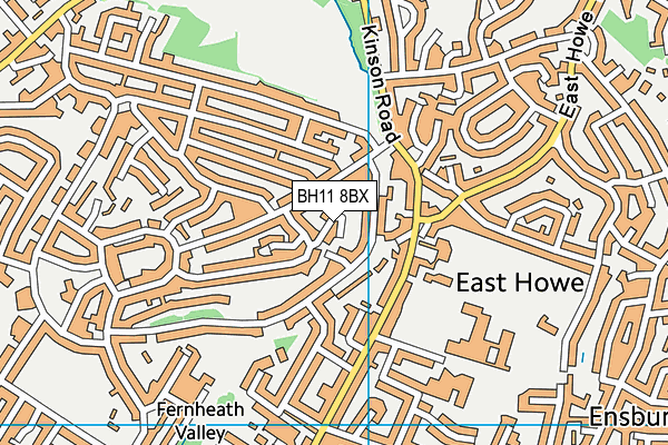 BH11 8BX map - OS VectorMap District (Ordnance Survey)