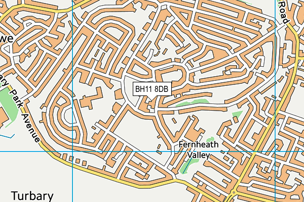 BH11 8DB map - OS VectorMap District (Ordnance Survey)