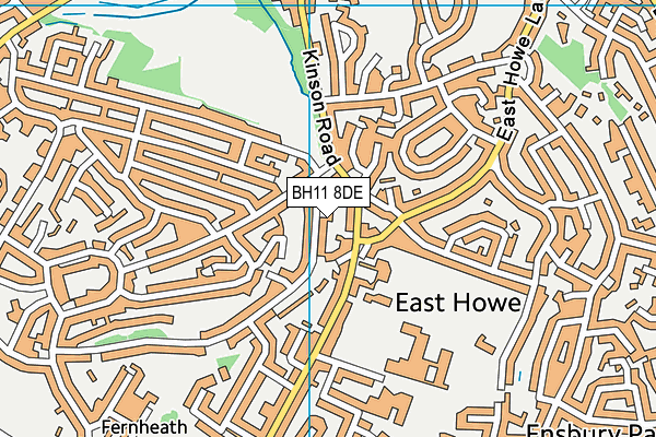 BH11 8DE map - OS VectorMap District (Ordnance Survey)