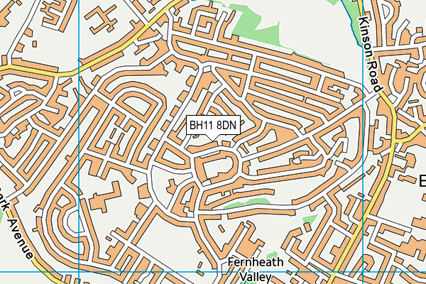 BH11 8DN map - OS VectorMap District (Ordnance Survey)