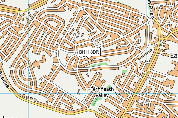 BH11 8DR map - OS VectorMap District (Ordnance Survey)