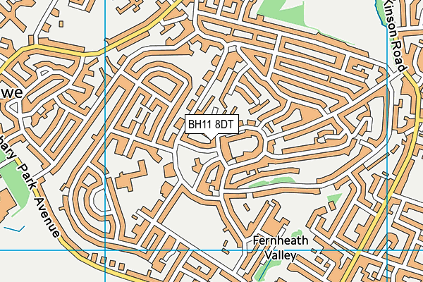 BH11 8DT map - OS VectorMap District (Ordnance Survey)