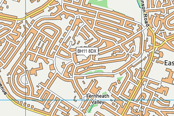 BH11 8DX map - OS VectorMap District (Ordnance Survey)