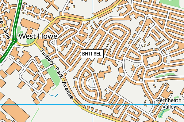 BH11 8EL map - OS VectorMap District (Ordnance Survey)