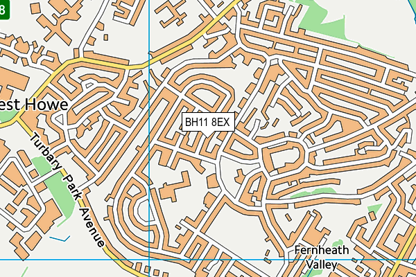BH11 8EX map - OS VectorMap District (Ordnance Survey)