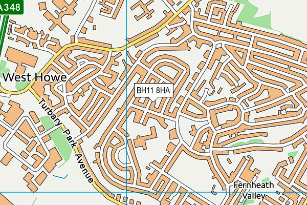BH11 8HA map - OS VectorMap District (Ordnance Survey)