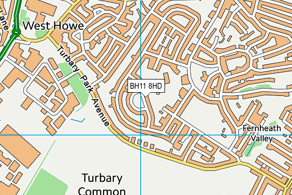 BH11 8HD map - OS VectorMap District (Ordnance Survey)