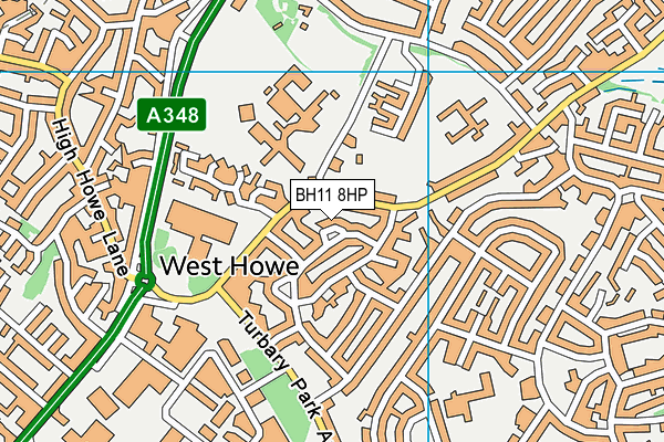 BH11 8HP map - OS VectorMap District (Ordnance Survey)