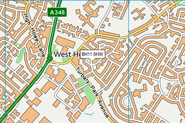 BH11 8HW map - OS VectorMap District (Ordnance Survey)