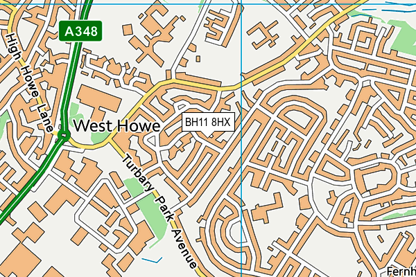 BH11 8HX map - OS VectorMap District (Ordnance Survey)