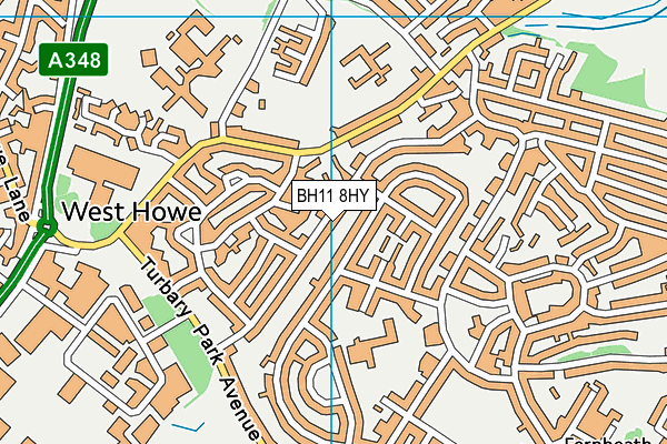 BH11 8HY map - OS VectorMap District (Ordnance Survey)