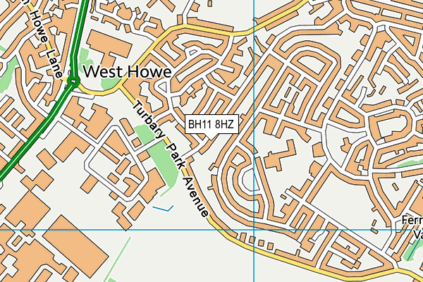 BH11 8HZ map - OS VectorMap District (Ordnance Survey)