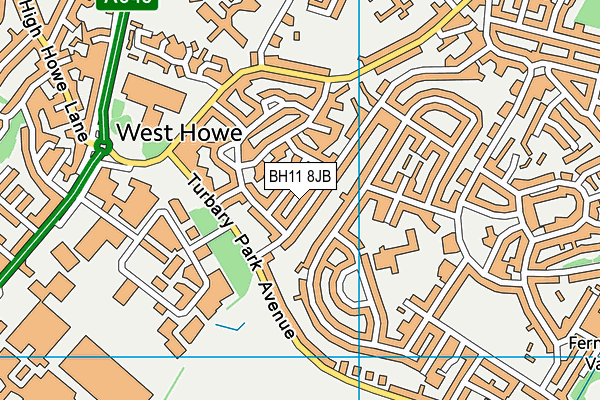 BH11 8JB map - OS VectorMap District (Ordnance Survey)