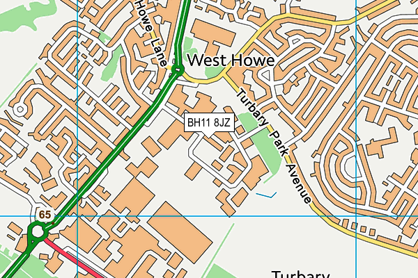 BH11 8JZ map - OS VectorMap District (Ordnance Survey)