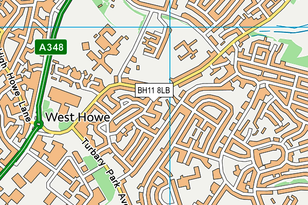 BH11 8LB map - OS VectorMap District (Ordnance Survey)