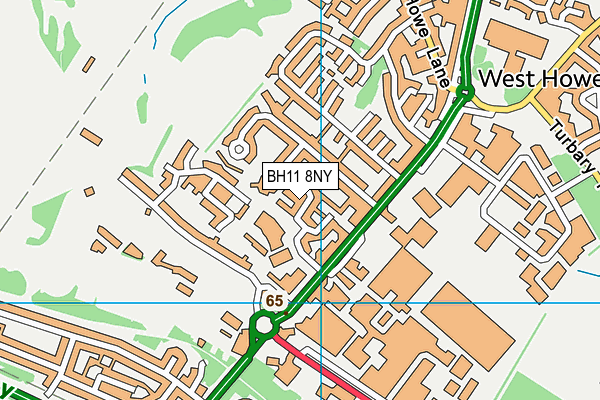 BH11 8NY map - OS VectorMap District (Ordnance Survey)