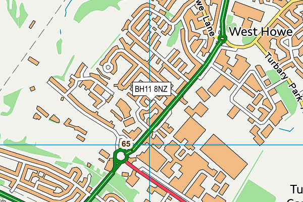 BH11 8NZ map - OS VectorMap District (Ordnance Survey)