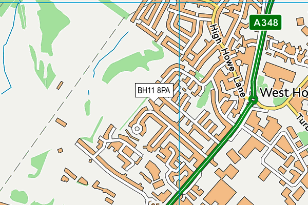 BH11 8PA map - OS VectorMap District (Ordnance Survey)