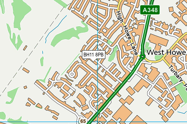BH11 8PB map - OS VectorMap District (Ordnance Survey)