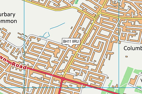 BH11 8RU map - OS VectorMap District (Ordnance Survey)