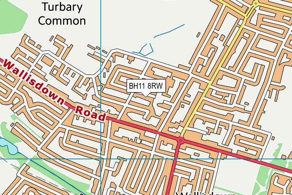 BH11 8RW map - OS VectorMap District (Ordnance Survey)