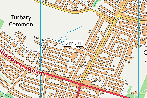 BH11 8RY map - OS VectorMap District (Ordnance Survey)