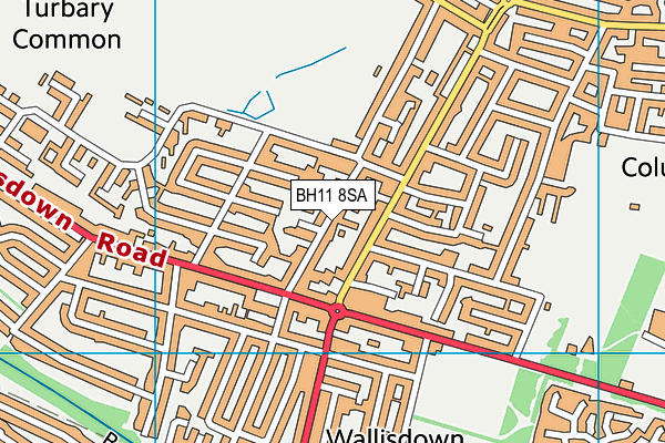 BH11 8SA map - OS VectorMap District (Ordnance Survey)