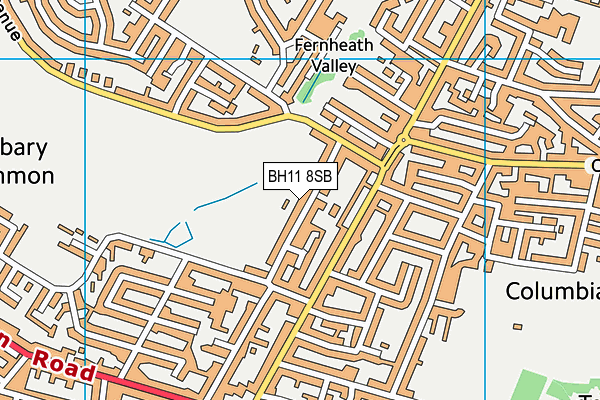 BH11 8SB map - OS VectorMap District (Ordnance Survey)