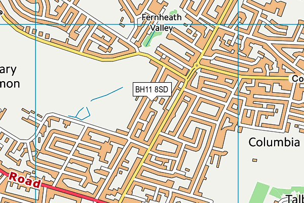 BH11 8SD map - OS VectorMap District (Ordnance Survey)