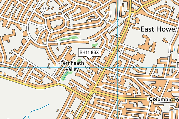BH11 8SX map - OS VectorMap District (Ordnance Survey)