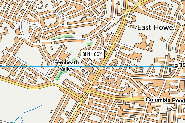 BH11 8SY map - OS VectorMap District (Ordnance Survey)