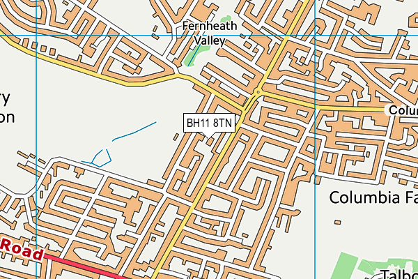 BH11 8TN map - OS VectorMap District (Ordnance Survey)
