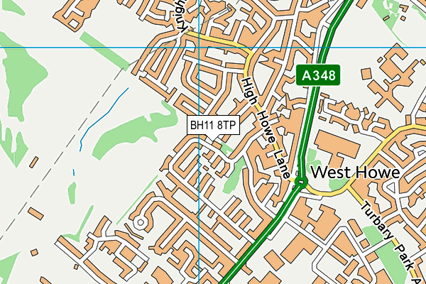 BH11 8TP map - OS VectorMap District (Ordnance Survey)