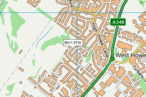 BH11 8TW map - OS VectorMap District (Ordnance Survey)