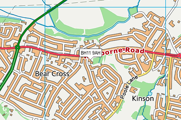 BH11 9AH map - OS VectorMap District (Ordnance Survey)