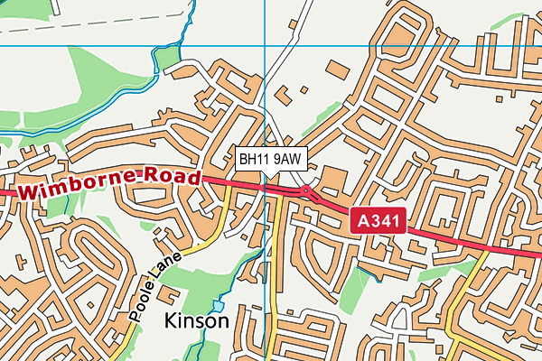 BH11 9AW map - OS VectorMap District (Ordnance Survey)