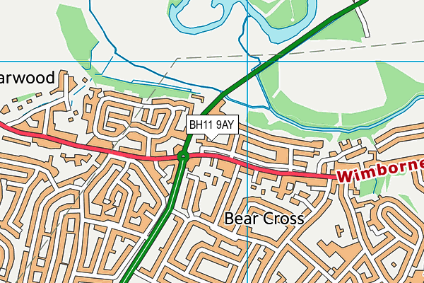 BH11 9AY map - OS VectorMap District (Ordnance Survey)