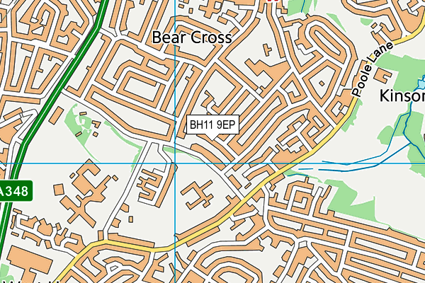 BH11 9EP map - OS VectorMap District (Ordnance Survey)