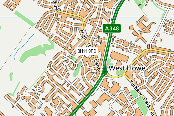 BH11 9FD map - OS VectorMap District (Ordnance Survey)